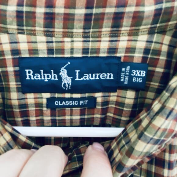 Polo Ralph Lauren Button Down Mens 3XB Plaid Classic Fit Preppy Pony Rustic - Picture 2 of 4
